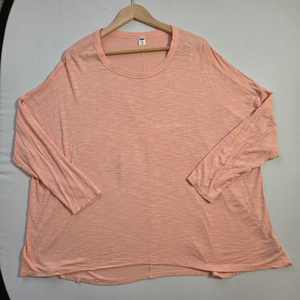 Old Navy Luxe Womens XL Peach Pink Heathered Oversized Long Sleeve Relaxed Top